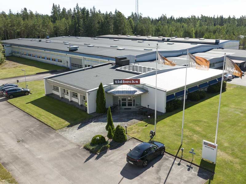 Tidbecks framsida i drönar vy. 