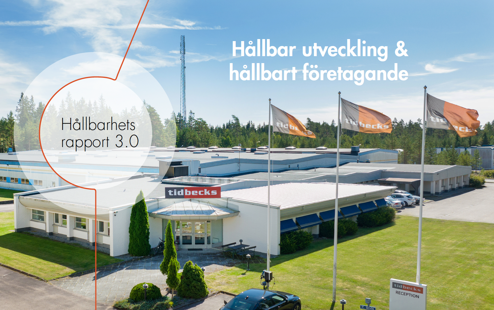 Omslaget på hållbarhetsrapporten med bild på Tidbecks anläggning
